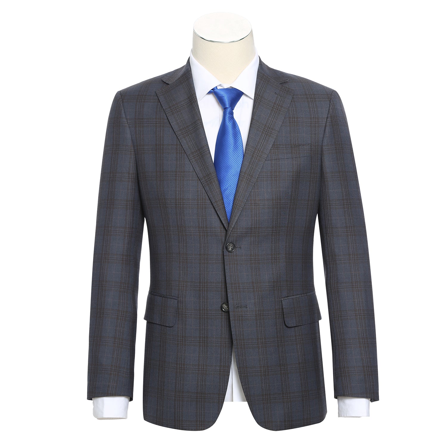 English Laundry Gray with Tan Check Notch Suit 1