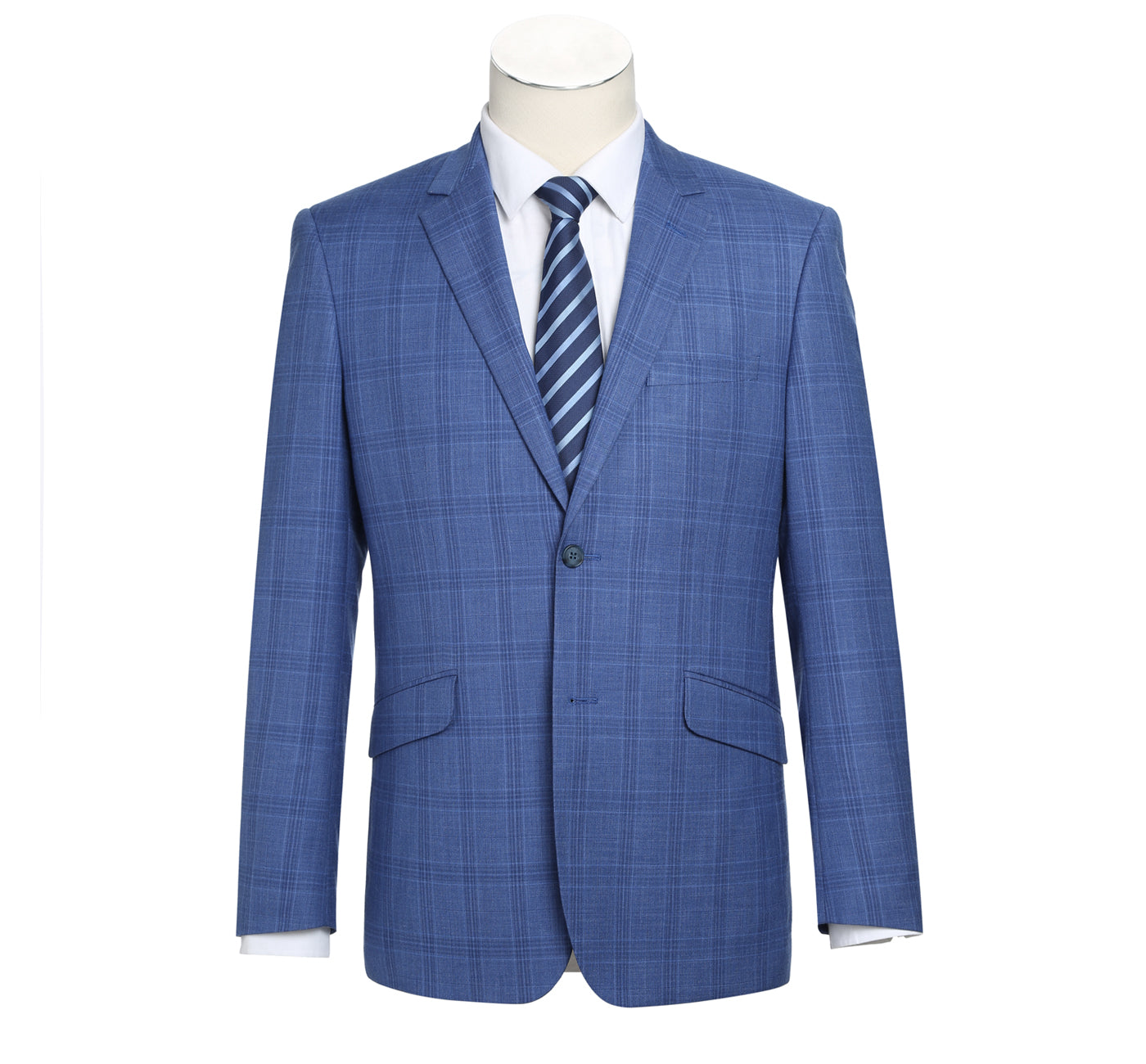 Men's 2-Piece Slim Fit Windowpane Check Dress Stretch Suit