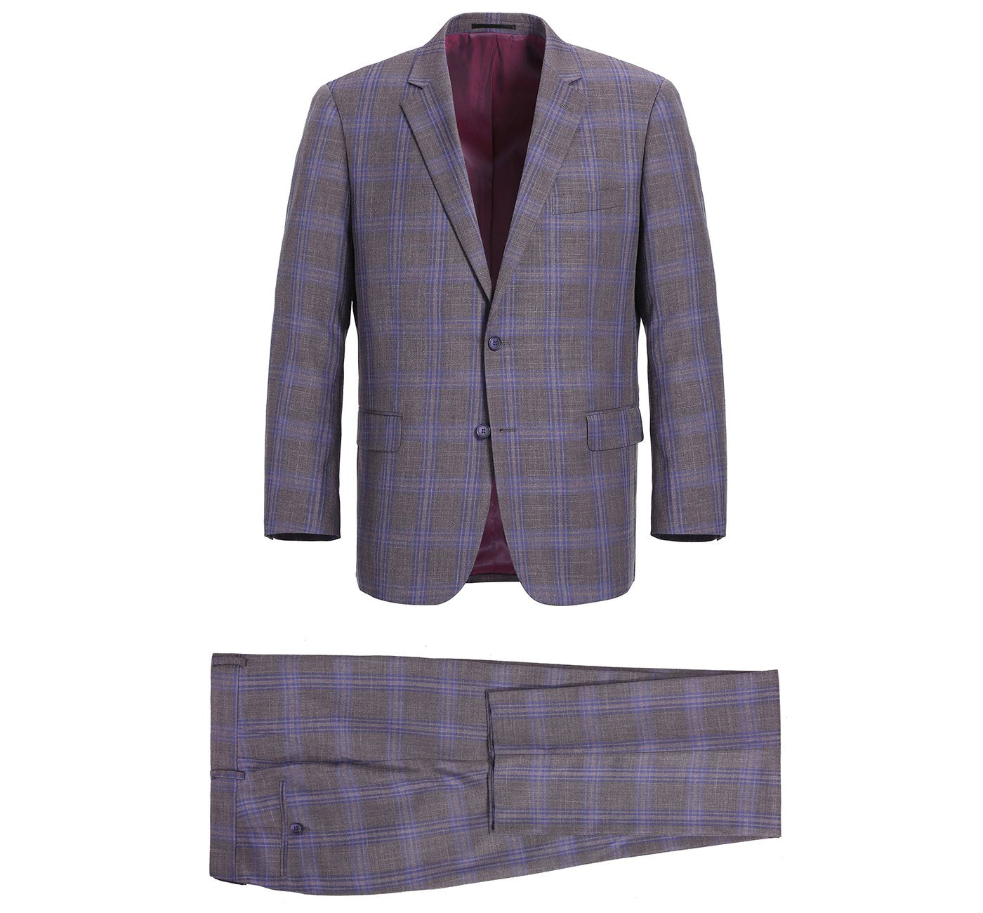 Men's Two-Piece Classic Fit Windowpane Check Dress Suit
