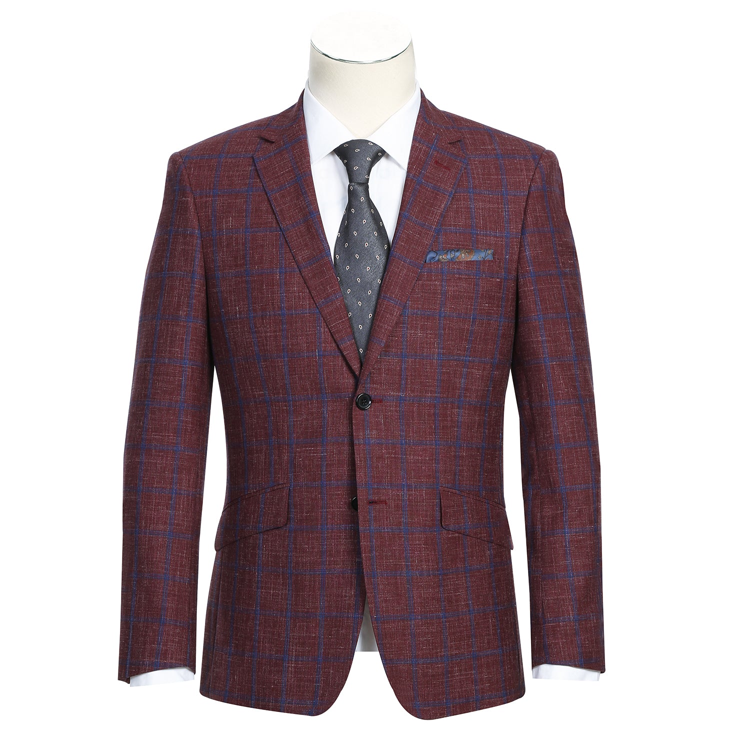 Men's Slim Fit Wool Blend Checked Blazer Sport Coat Blazer
