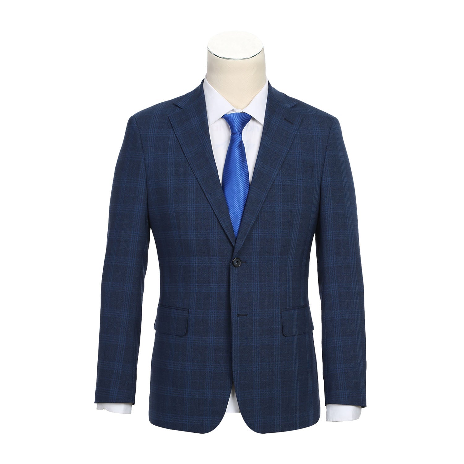 English Laundry Air Force Blue Plaid Wool Suit 1