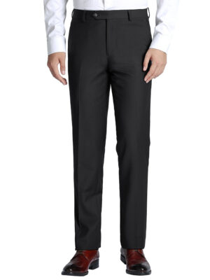 Men's Regular Fit Flat Front Wool Suit Pant
