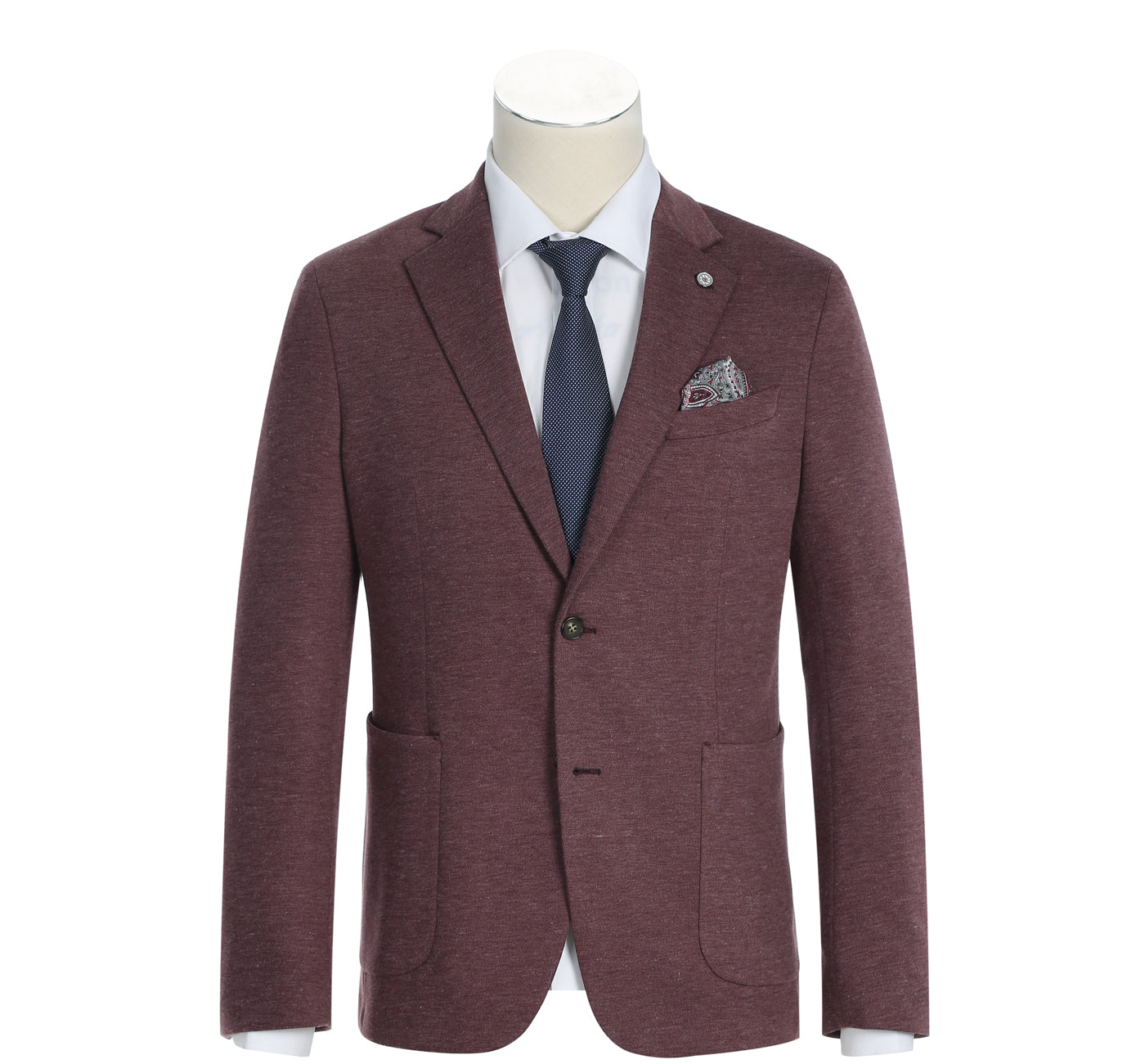 Men's Slim Fit Half-Canvas Solid Brick Red Suit Jacket