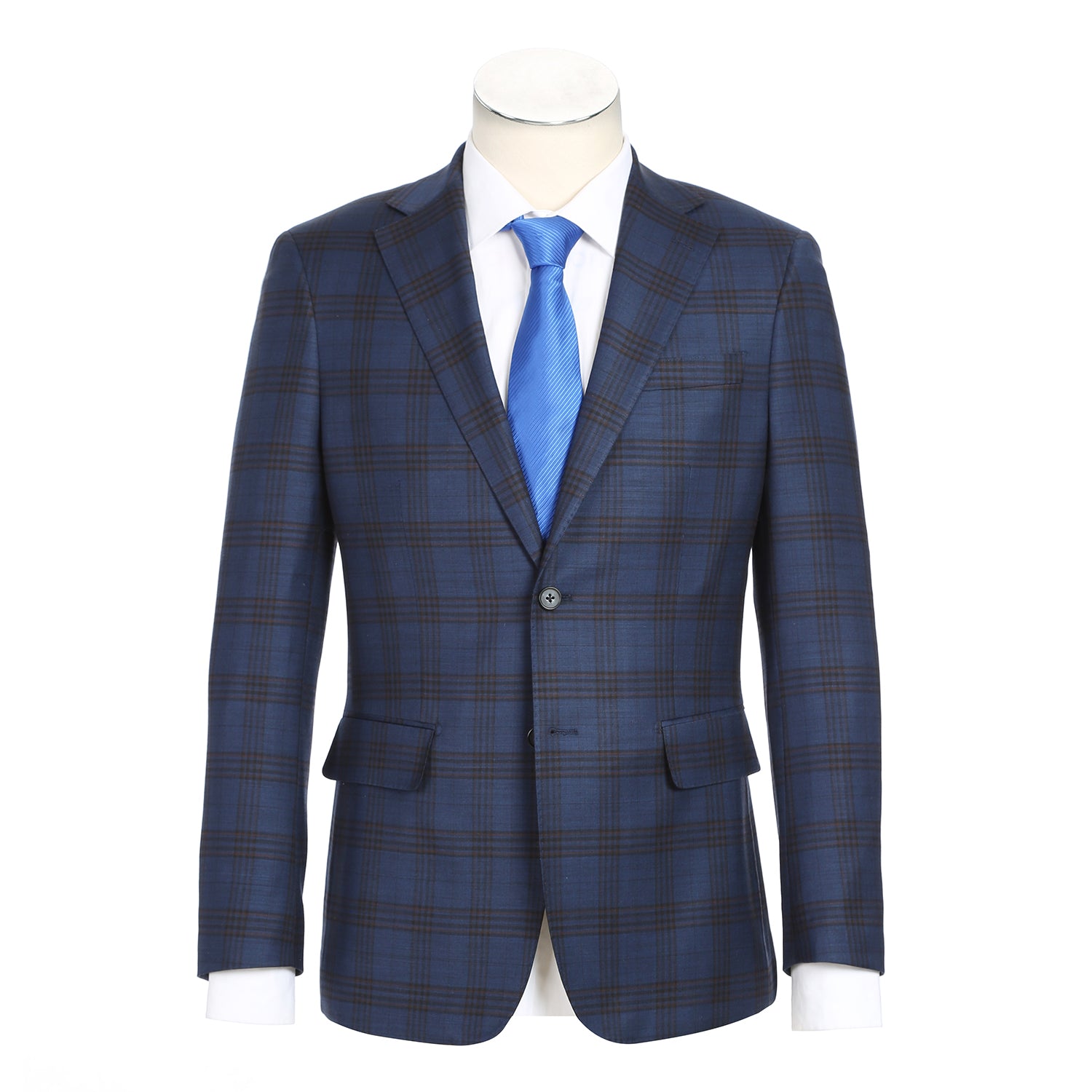 English Laundry Navy with Block Red Check Notch Wool Suit 1