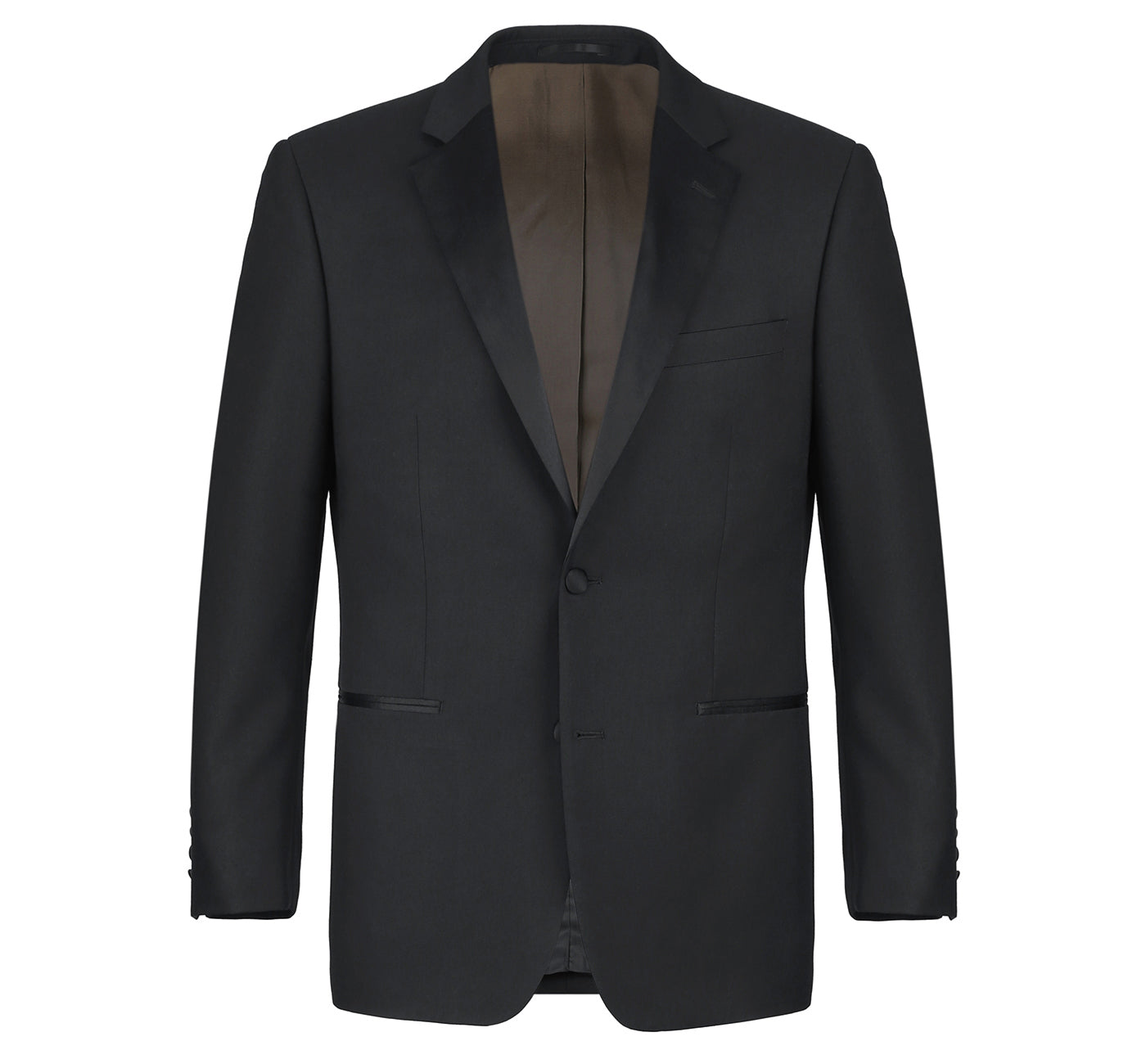 Men’s Satin Notched Lapel 2-Piece 100% Wool Tuxedo Suits 1