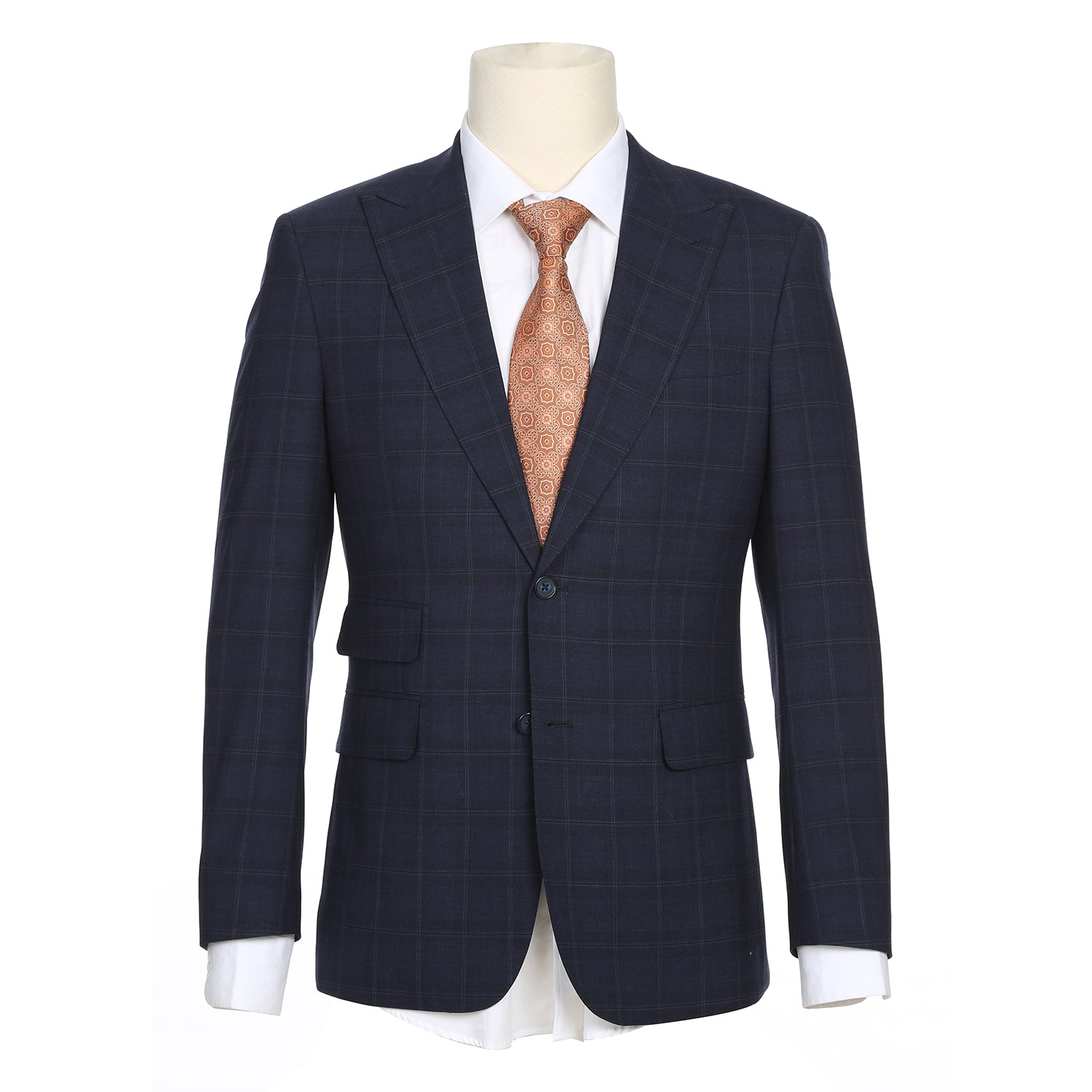 English Laundry Dark Blue Checked Wool Suit