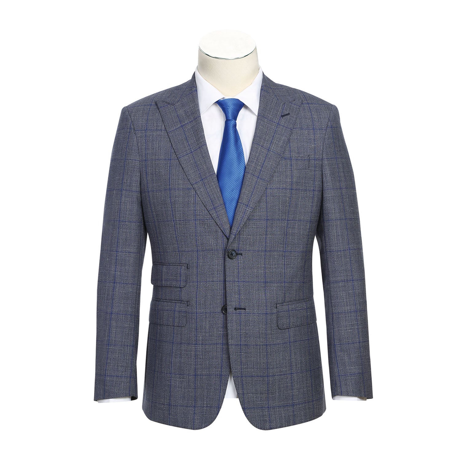 English Laundry Gray with Blue Windowpane Wool Suit
