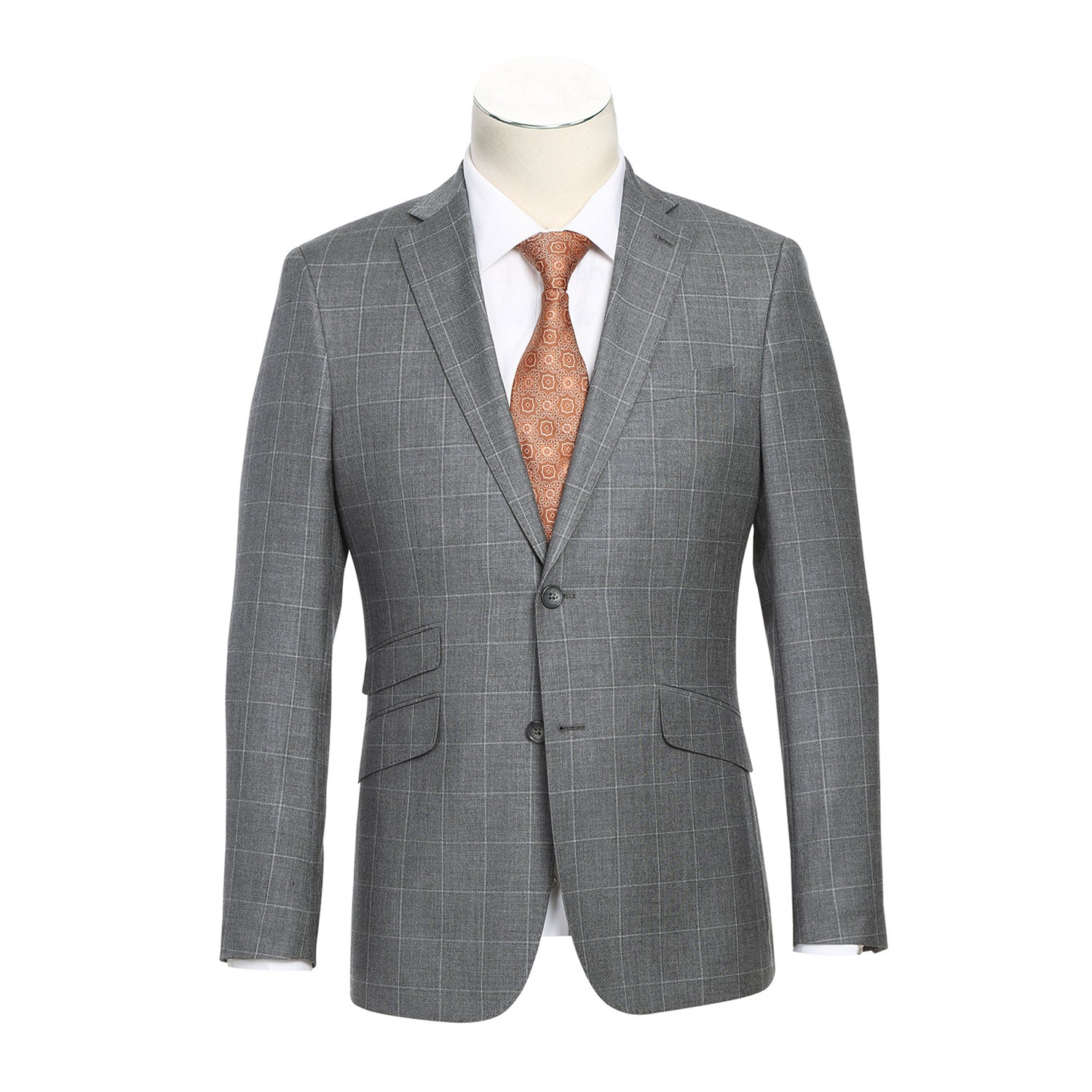 English Laundry Slim Fit Gray Windowpane Suit
