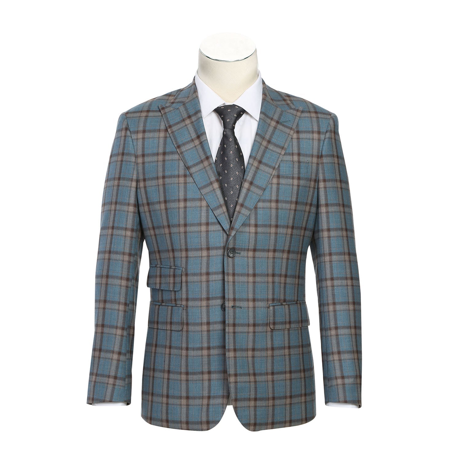 English Laundry Light Gray with Bronze Stereoscopic-Grid Wool Suit 1
