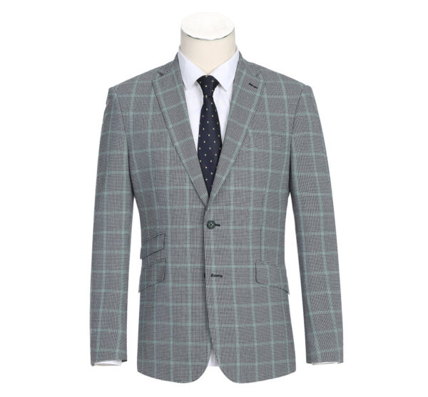 English Laundry Men's Slim-Fit Single Breasted Windowpane Stretch Suit