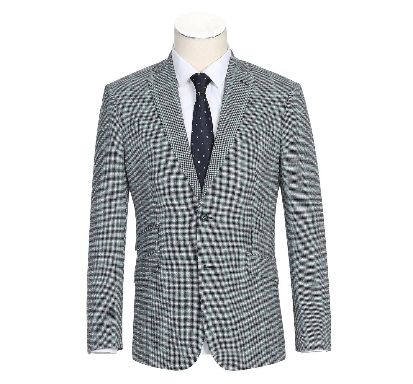 English Laundry Men's Slim-Fit Single Breasted Windowpane Stretch Suit