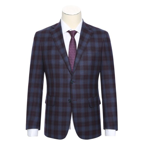 English Laundry Blue with Black Check Wool Suit