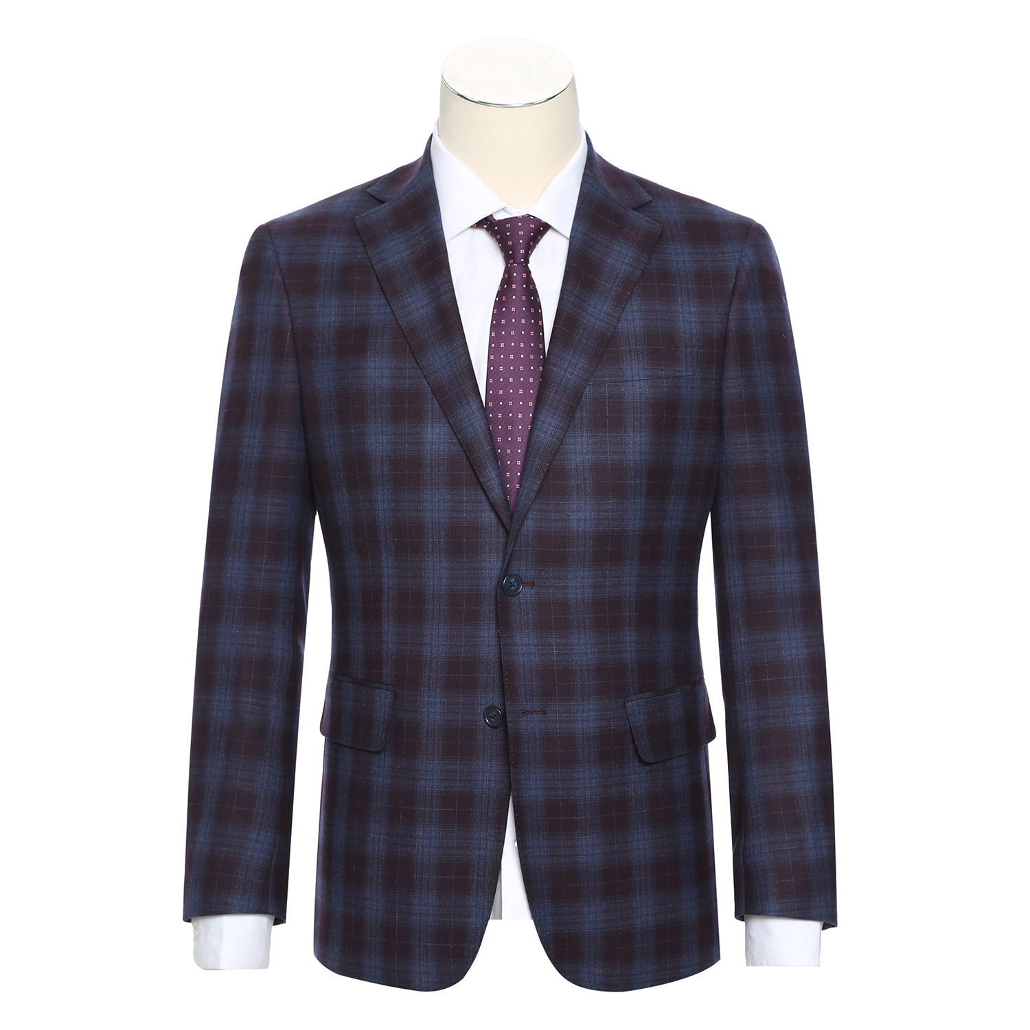 English Laundry Blue with Black Check Wool Suit 1