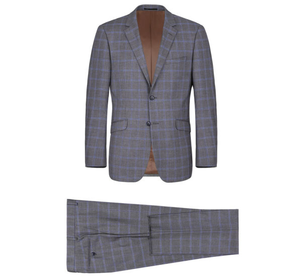 Men's Slim Fit 2-Piece Single Breasted Check Dress Suit