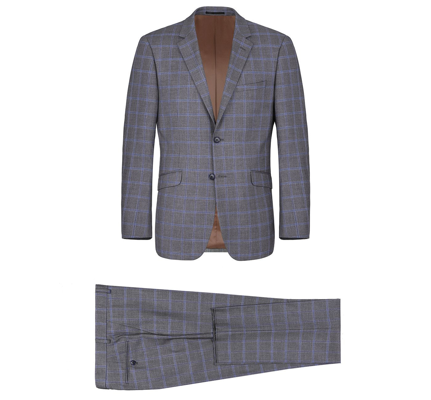Men’s Slim Fit 2-Piece Single Breasted Check Dress Suit 1