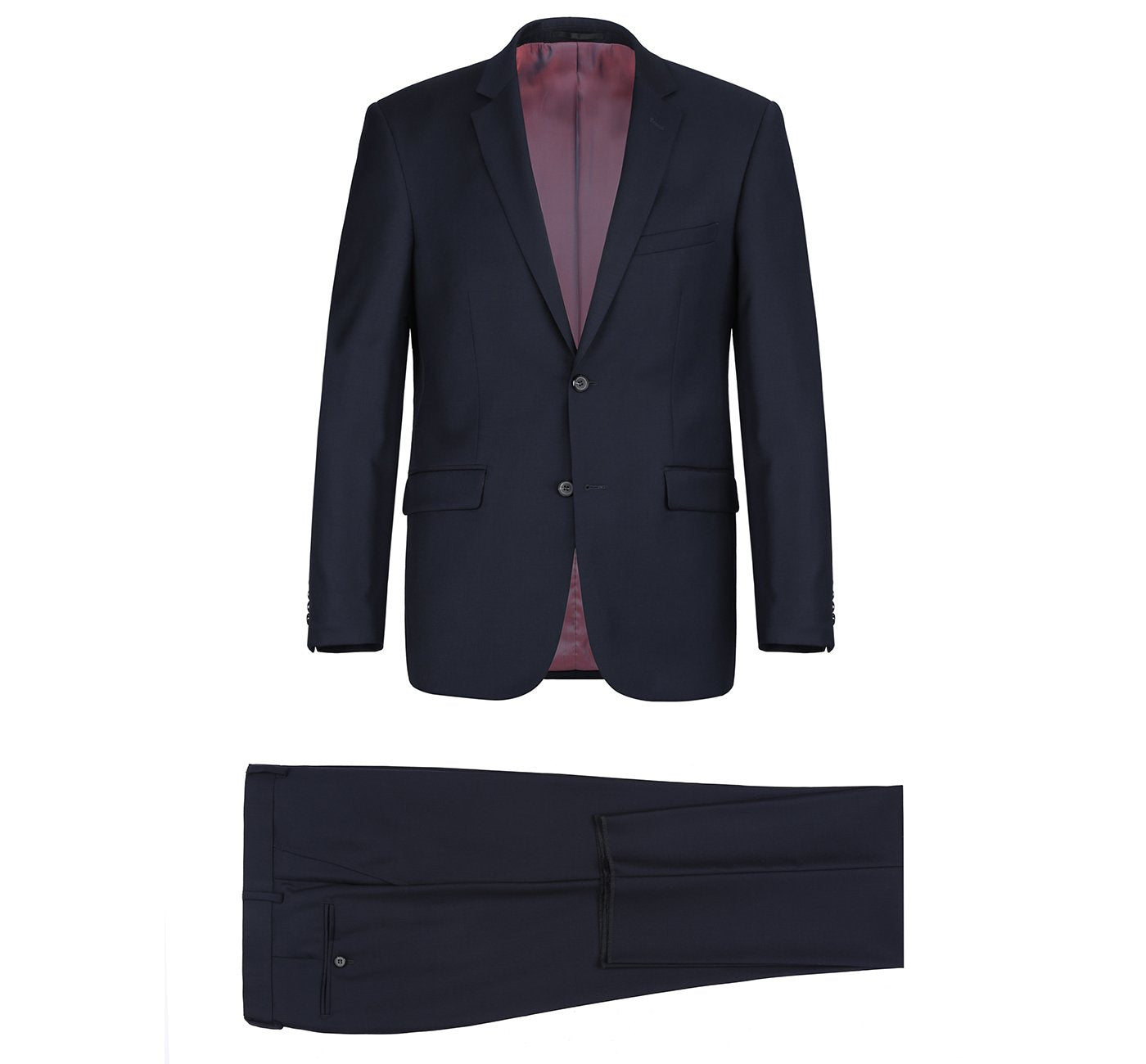 Men's Dark Navy 2-Piece Notch Lapel Wool Suit