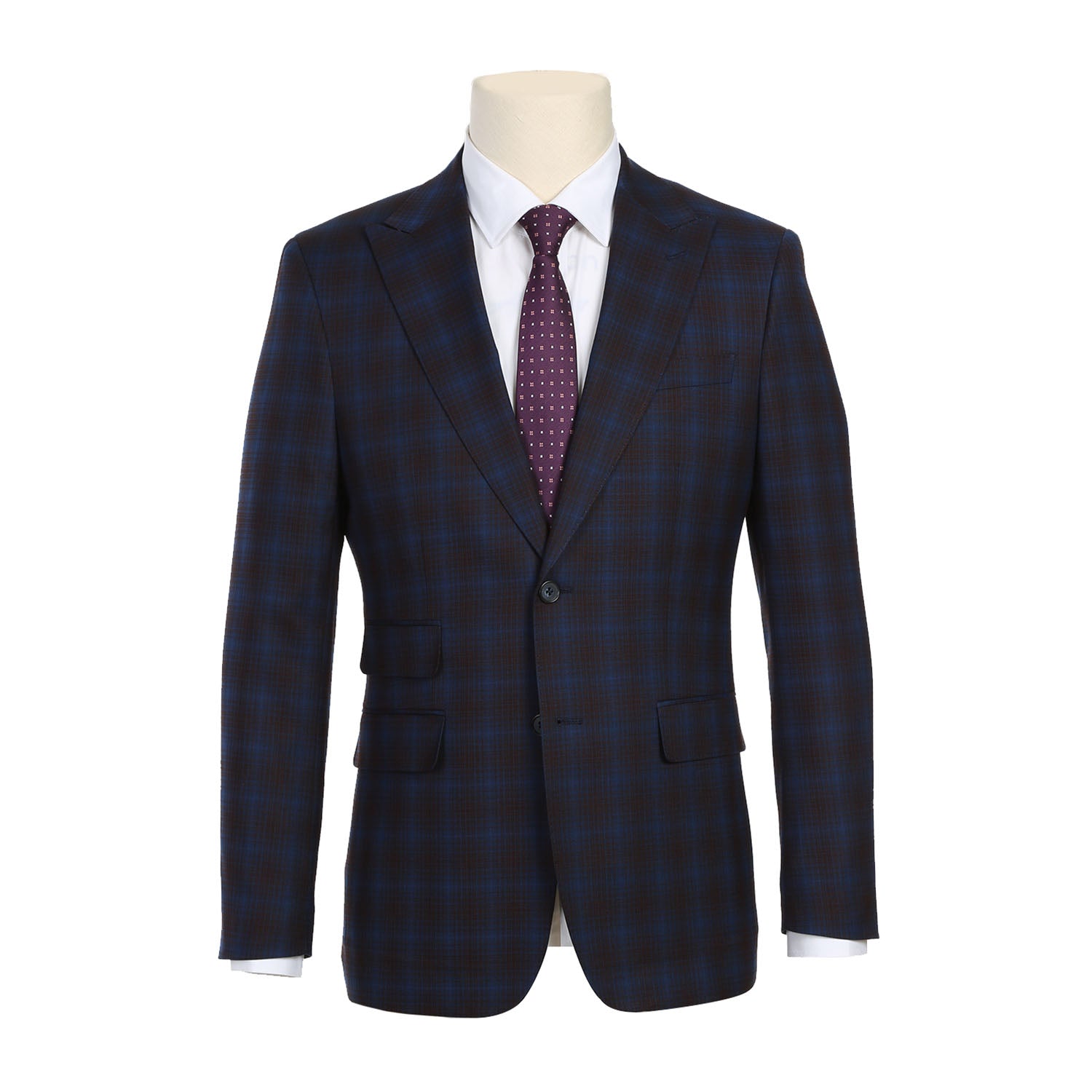 English Laundry Navy with Burgundy Check Suit