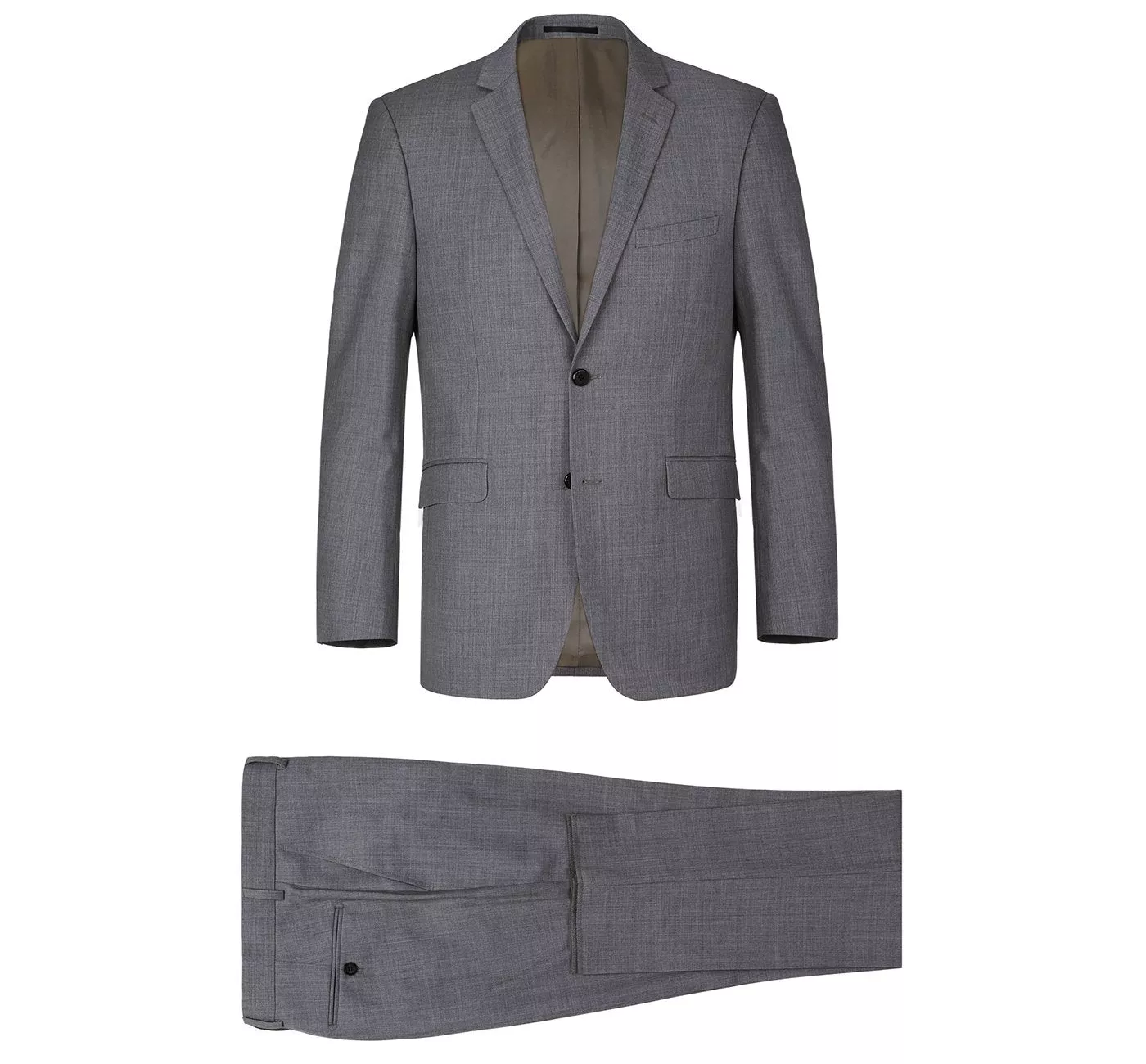 Men's Dark Grey 2-Piece Notch Lapel Wool Suit