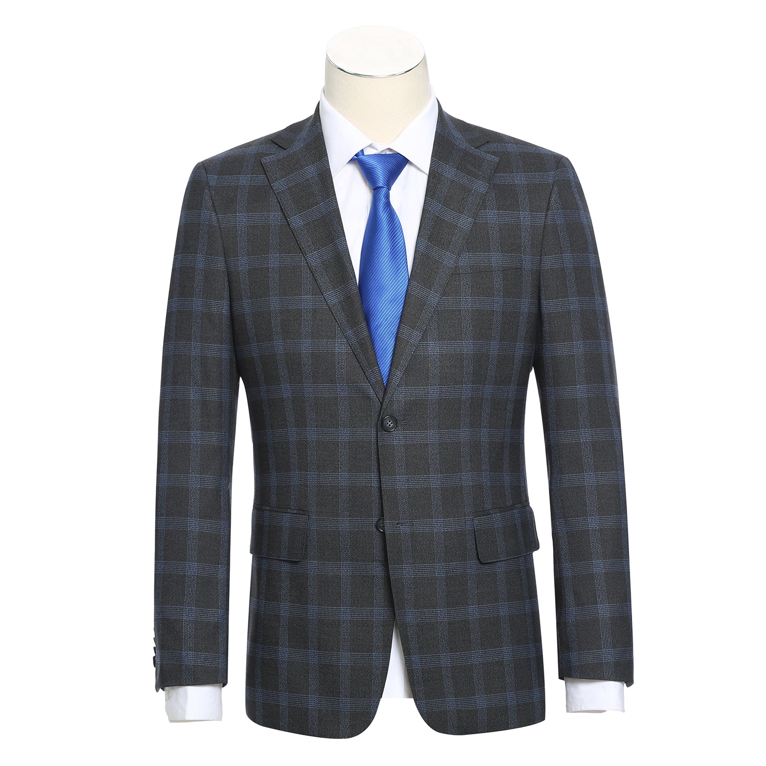 English Laundry Charcoal with Blue Check Notch Suit