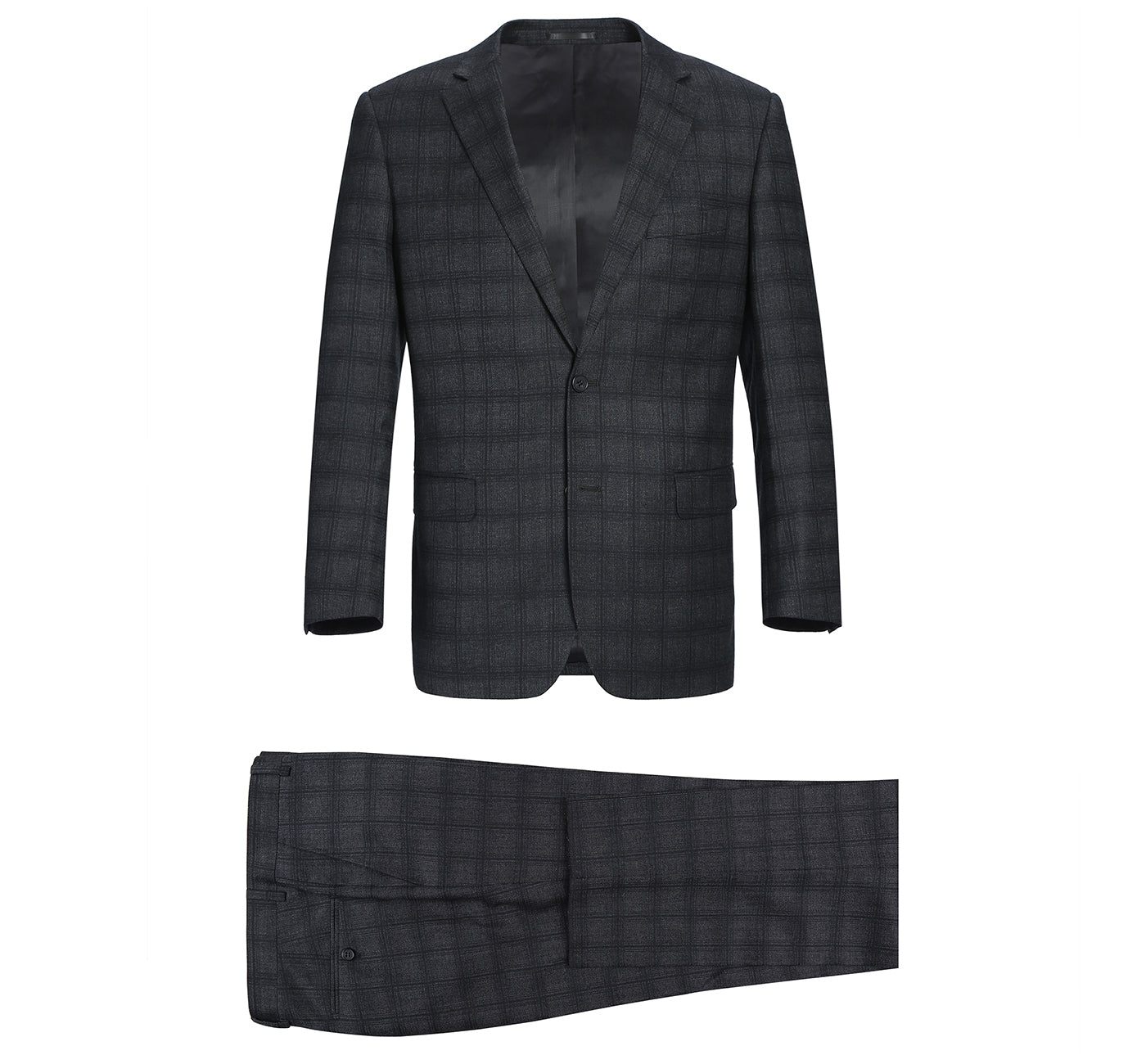 Men's 2-Piece Classic Fit 100% Premium Wool Check Suit