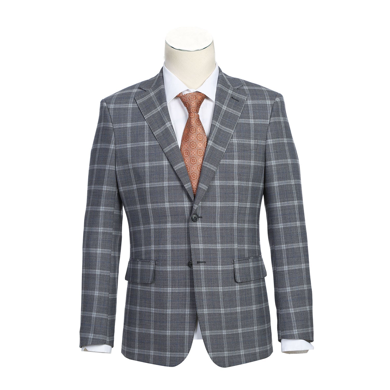 English Laundry Gray Plaid Notch Wool Suit