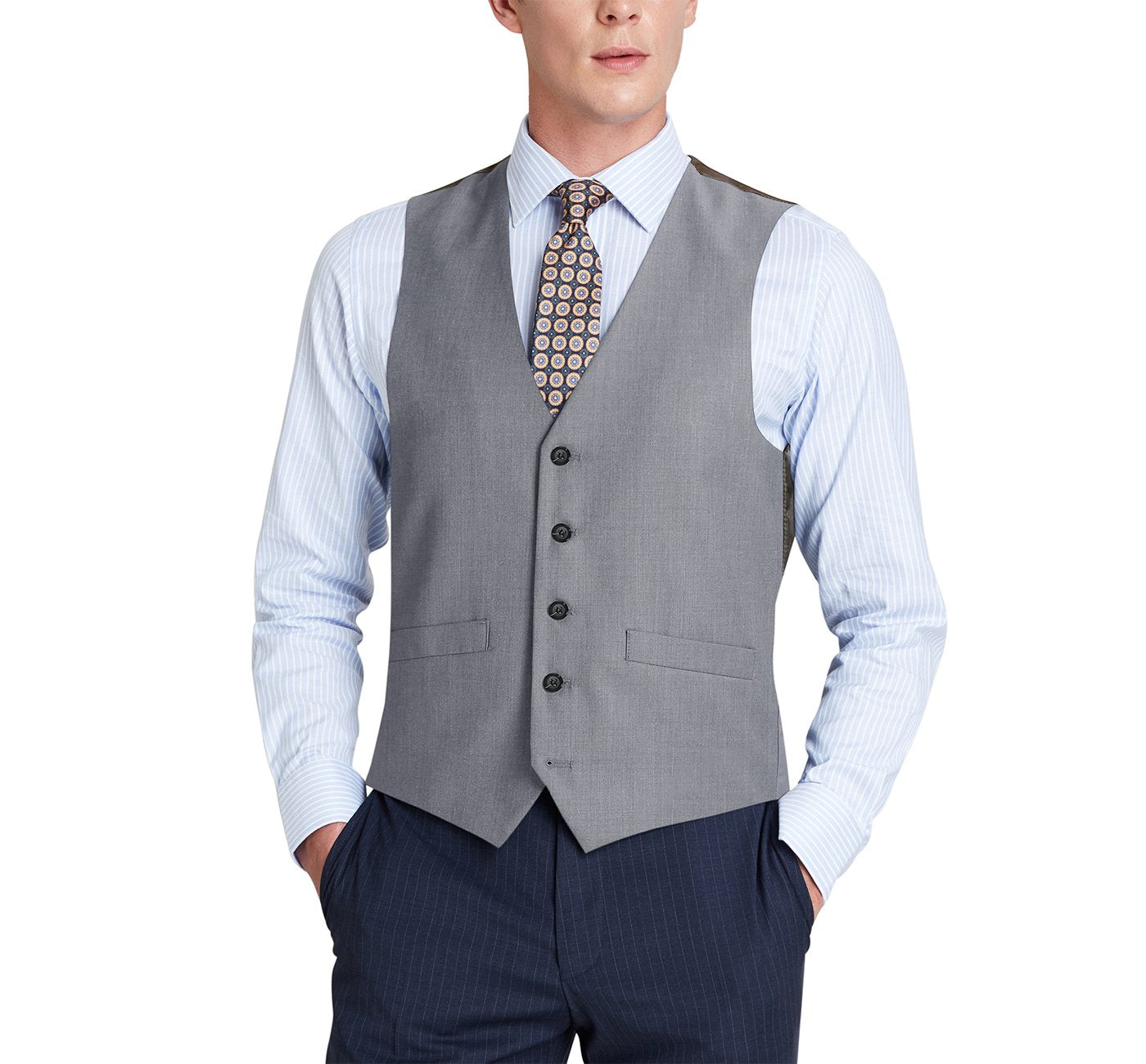 Men’s Wool Suit Vest Regular Fit Dress Suit Waistcoat 2