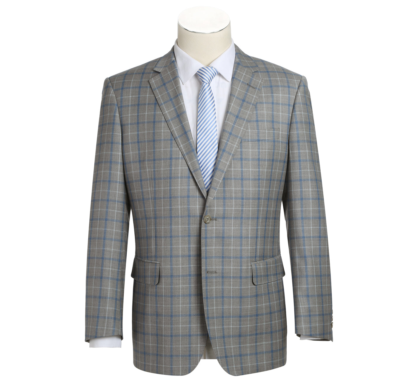 Men's 2-Piece Classic Fit 100% Wool Plaid Suit