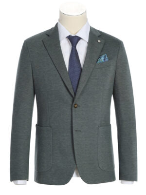 Men's Slim Fit Half-Canvas Solid Gray Suit Jacket