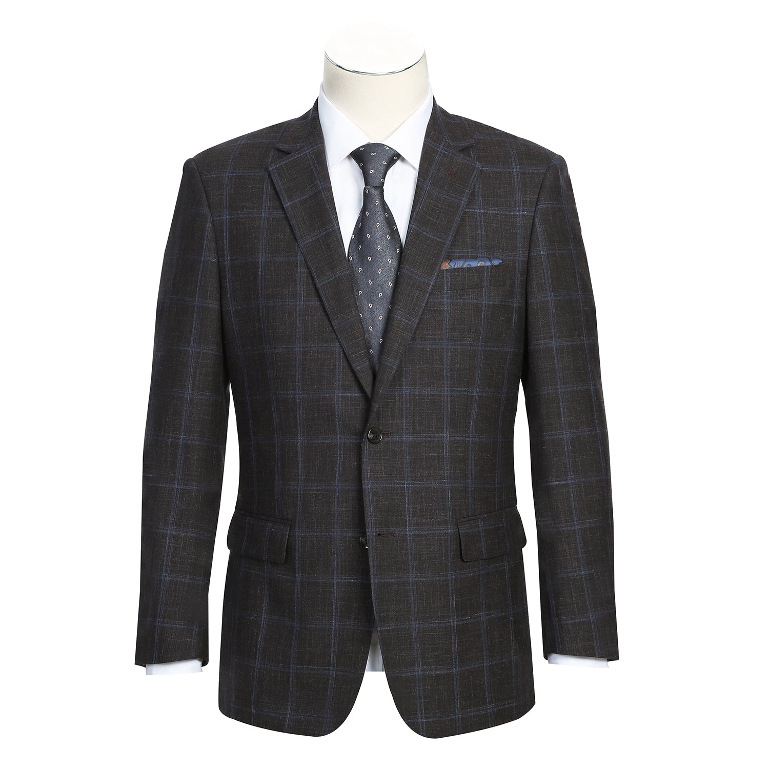 Men's Classic Fit Wool Blend Checked Blazer Sport Coat Blazer