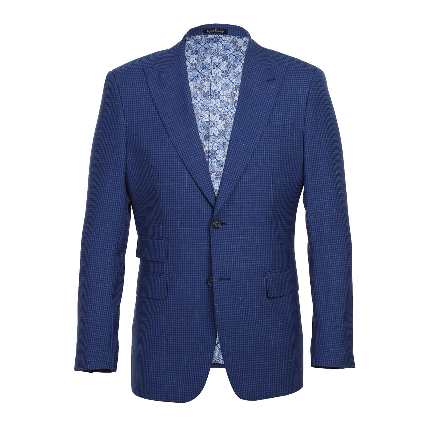 English Laundry Blue Mini-Check Wool Suit 2