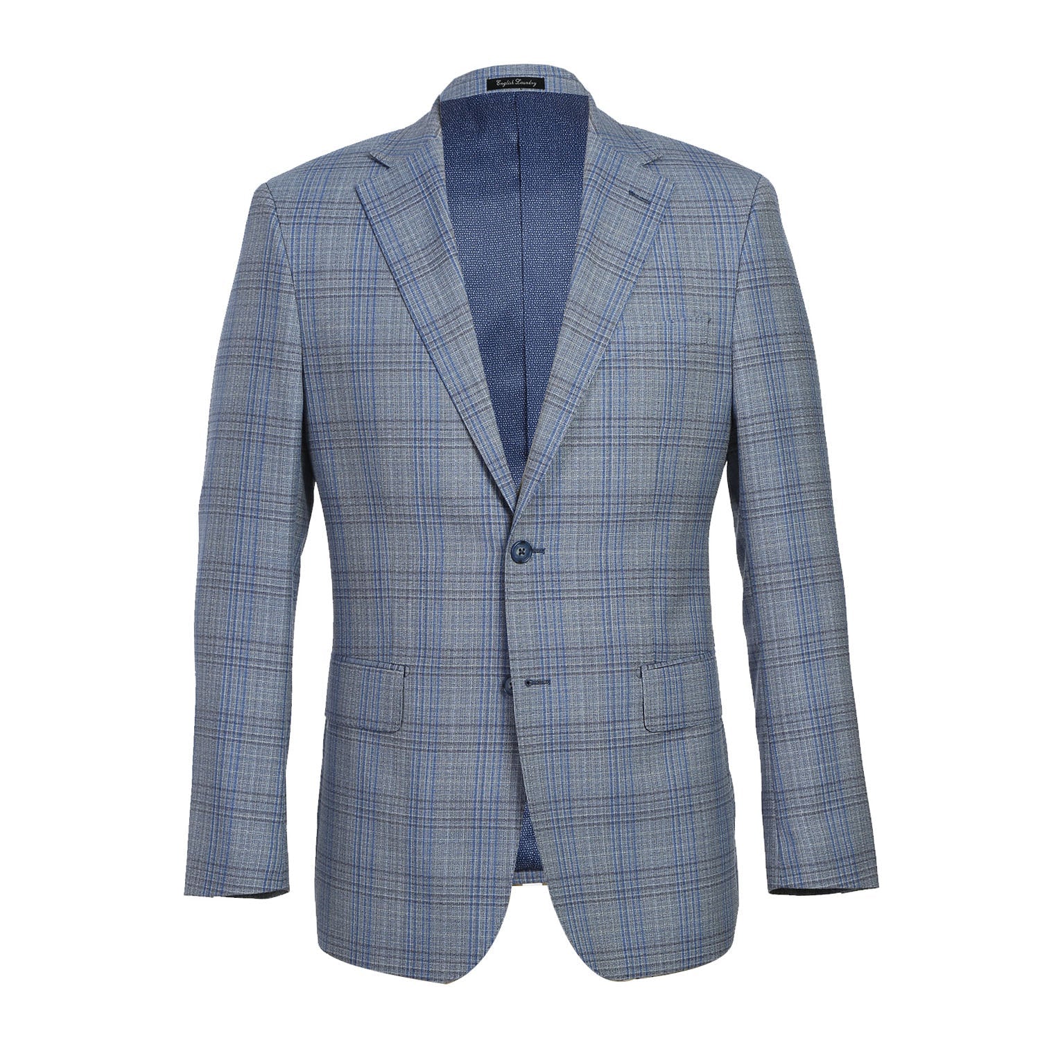 English Laundry Light Gray with Blue Check Wool Suit 2
