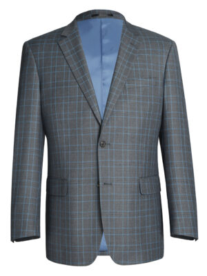 Men's Two Piece Classic Fit Windowpane Check Dress Suit
