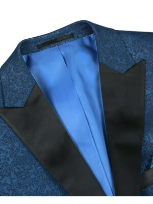 Men's Slim Fit Peak Lapel Tuxedo Blazer With Embroidered Pattern