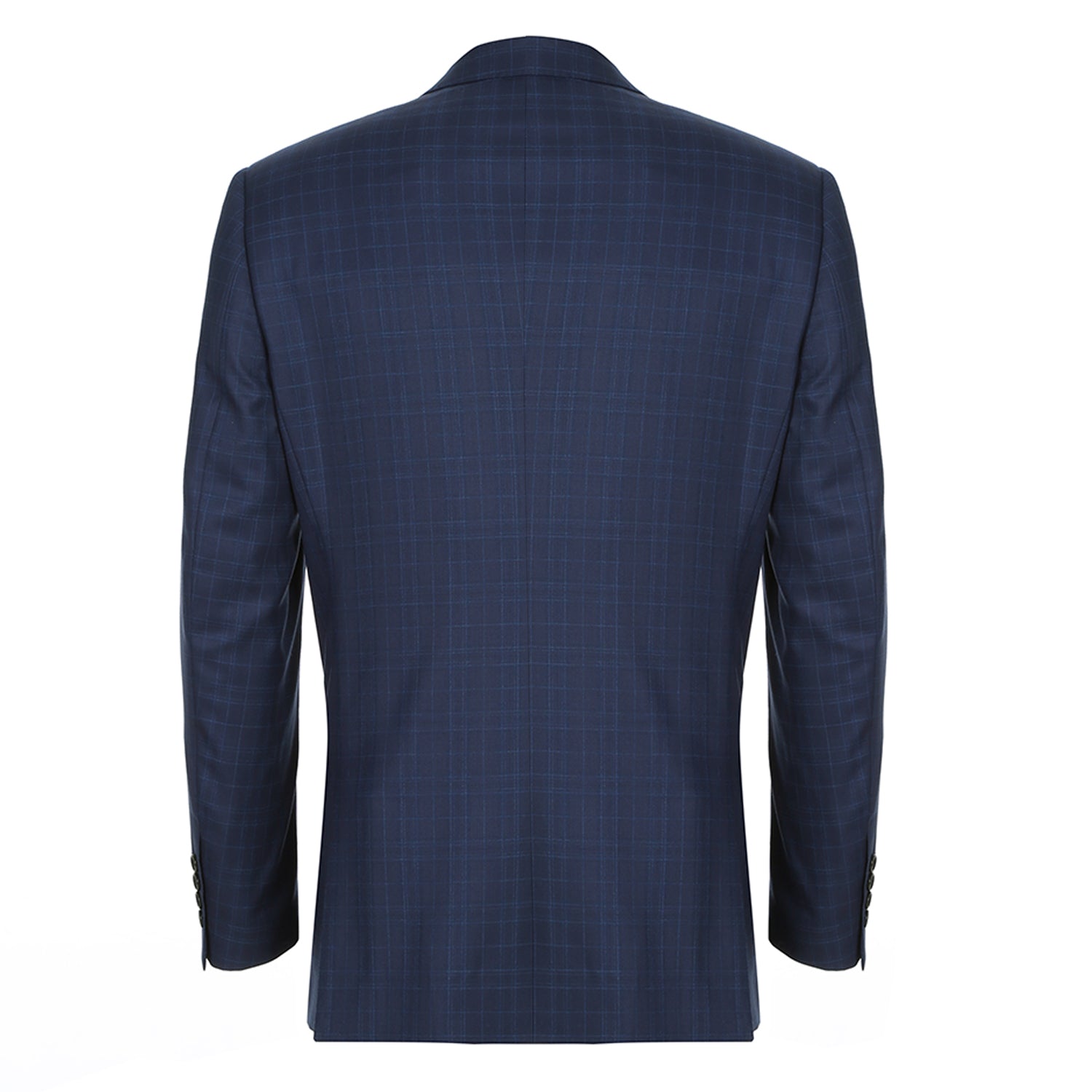 Men’s Single Breasted Notch Lapels Navy Check Suits 2