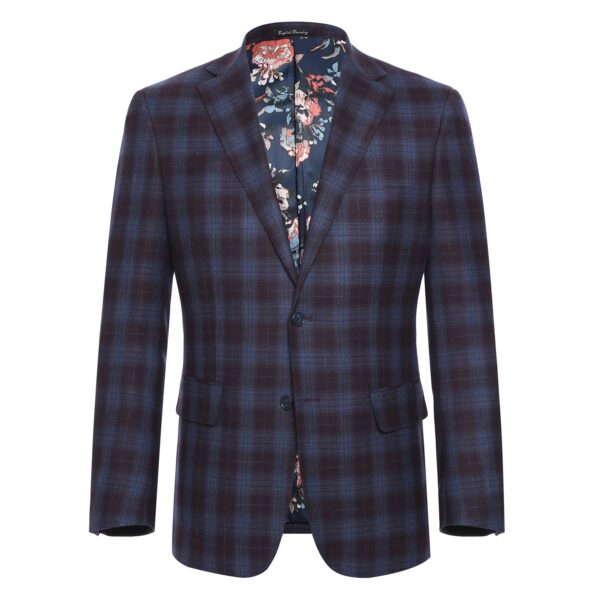 English Laundry Blue with Black Check Wool Suit