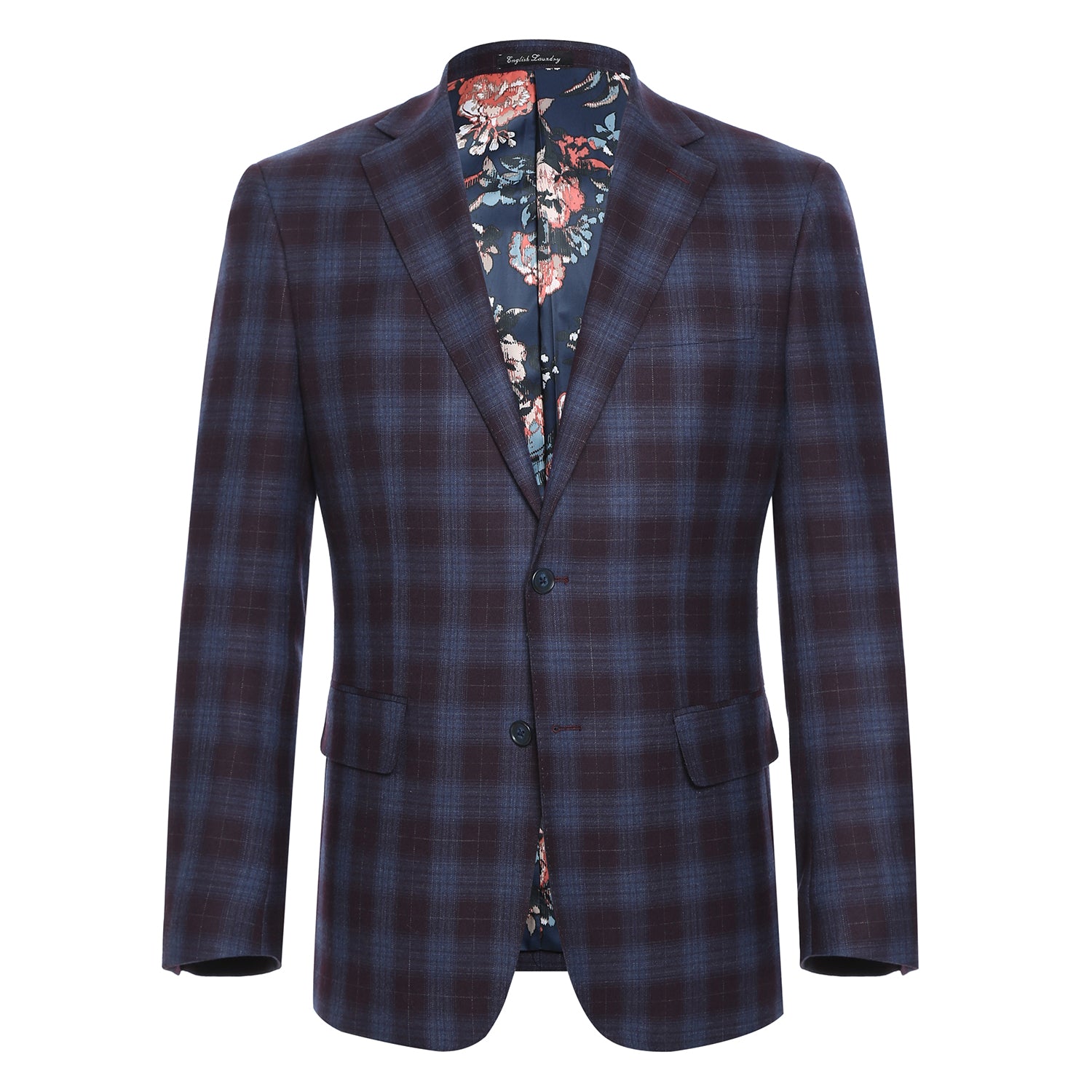 English Laundry Blue with Black Check Wool Suit 2