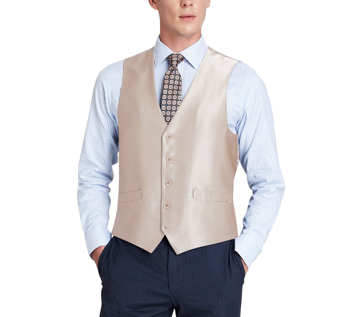 Men’s Formal Regular Fit Suit Vest Sharkskin Waistcoat 2