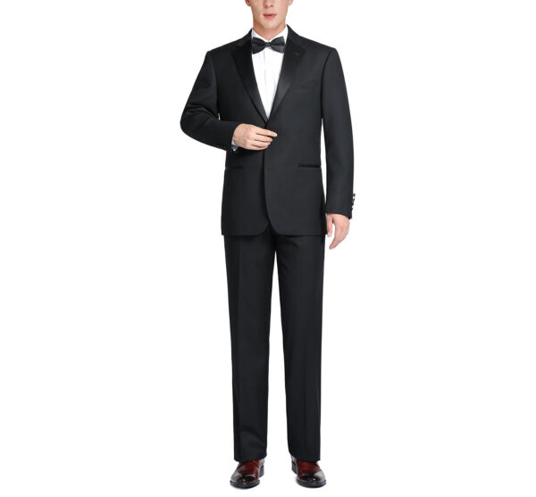 Men's Satin Notched Lapel 2-Piece 100% Wool Tuxedo Suits