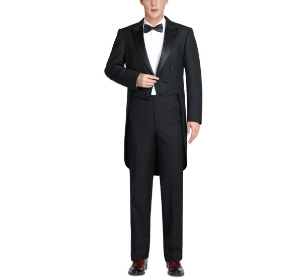 Men's Classic Fit Tuxedo Peak Lapel Full Dress Suit - Black - 34Sx28W