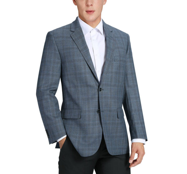 Men's Classic Fit Plaid Blazer 100% Wool Sport Coat