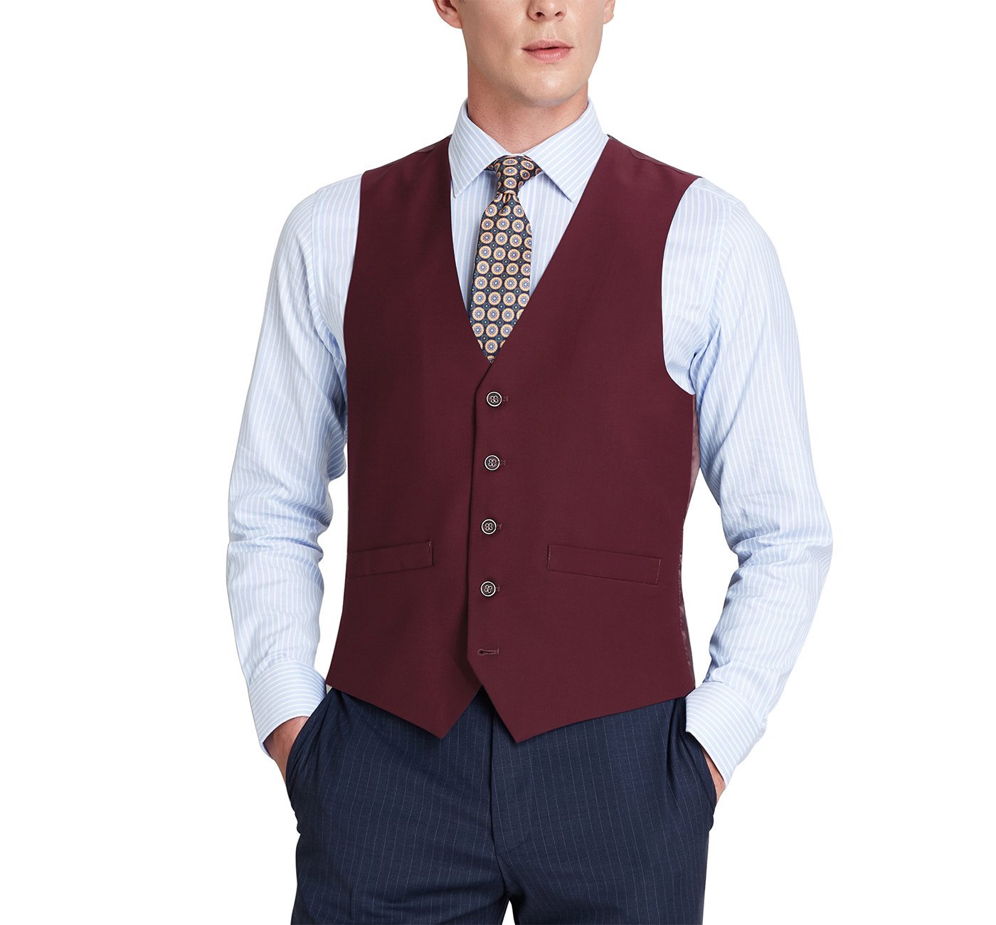 Men’s Business Suit Vest Regular Fit Dress Suit Waistcoat 2