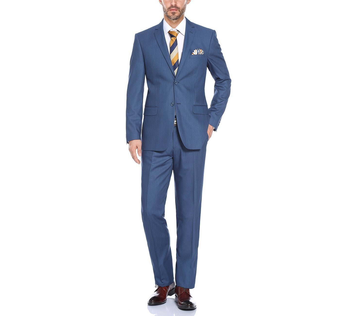 Men’s Classic/Slim Fit Notch Lapel Navy 2-Piece Suit 2