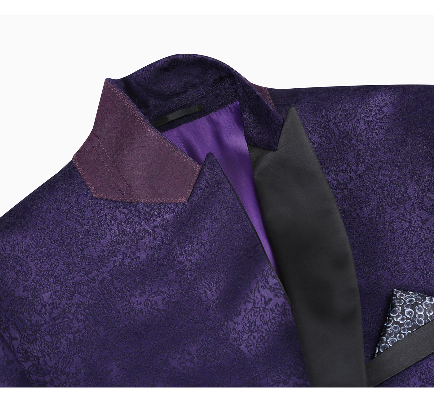 Men’s Slim Fit Peak Lapel Tuxedo Blazer With Embroidered Pattern 3
