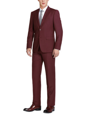 Men's Burgundy 2-Piece Single Breasted Notch Lapel Suit