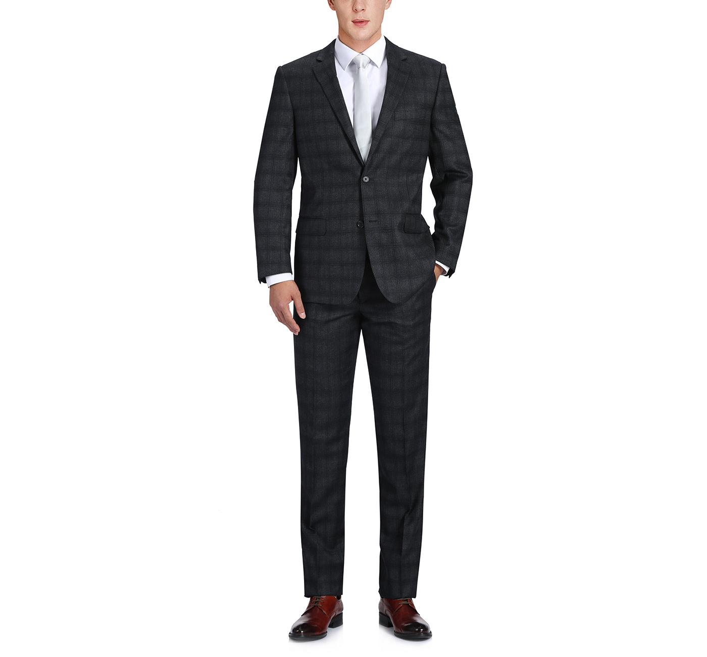 Men’s 2-Piece Classic Fit 100% Premium Wool Check Suit 3