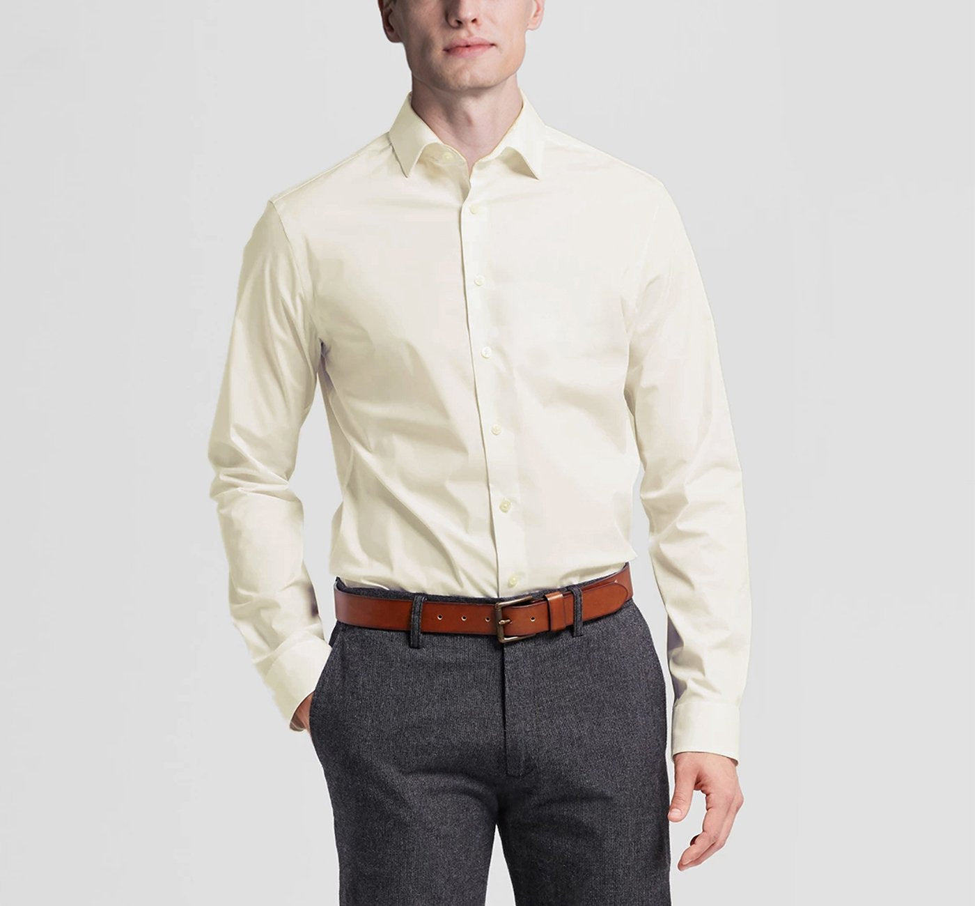 Men’s Classic/Regular Fit Long Sleeve Spread Collar Dress Shirt 3
