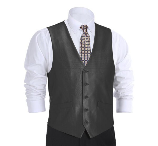 Men's Formal Regular Fit Suit Vest Sharkskin Waistcoat