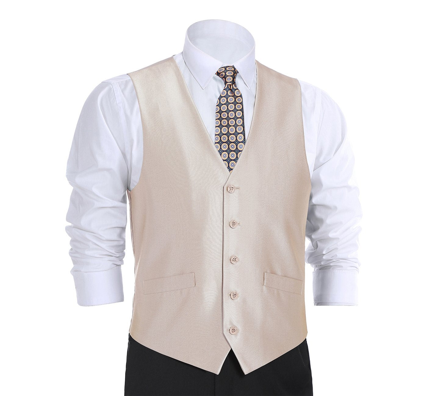 Men’s Formal Regular Fit Suit Vest Sharkskin Waistcoat 3