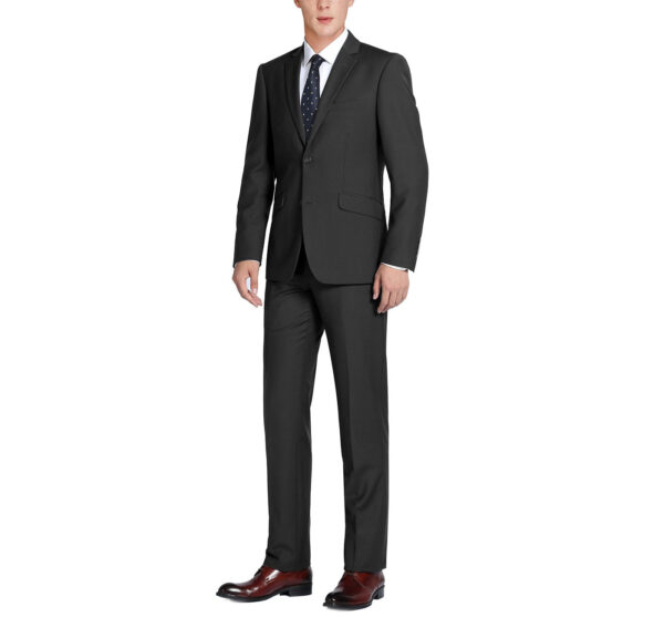 Men's Black 2-Piece Notch Lapel Wool Suit