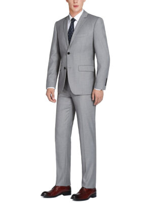 Men's Grey 2-Piece Notch Lapel Wool Suit